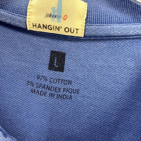 johnnie-O Hangin' Out Cotton Short‎ Sleeve Polo Blue Color Mens Size L - Picture 2 of 10